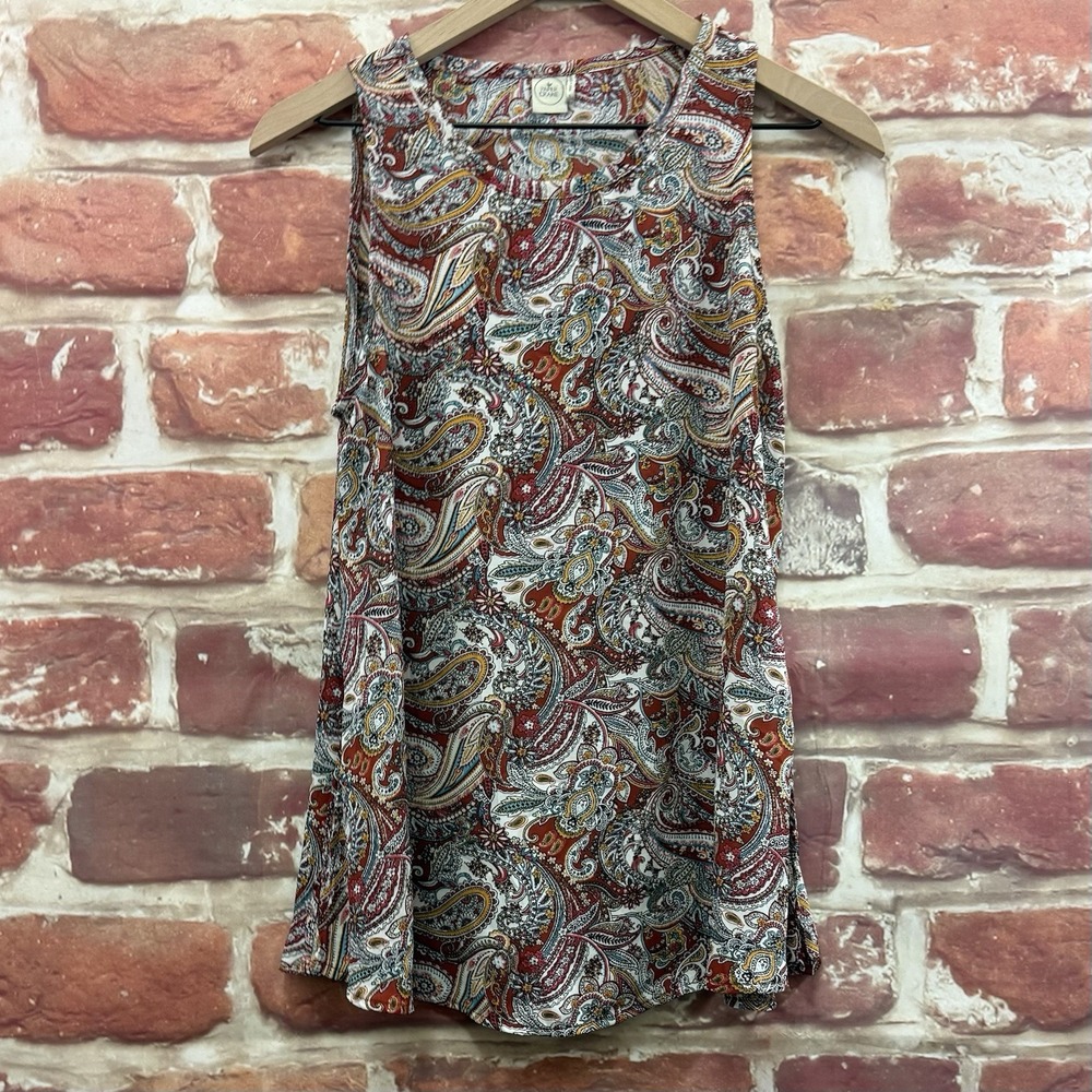 Anthropologie Paper Crane Top Women's M Multicolor Boho Floral Casual Tank Shirt